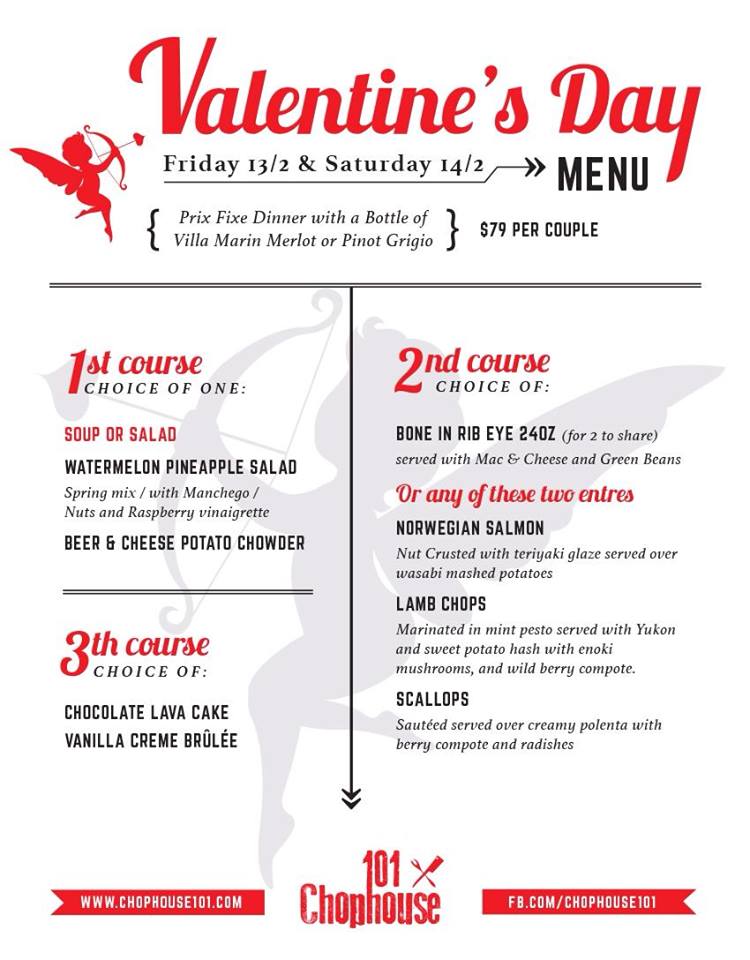 Valentine S Day Dinner At Chophouse 101 European Village